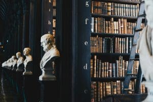 books on wooden shelf